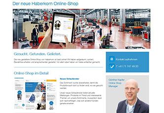 Page d'accueil du nouveau shop en ligne de Haberkorn